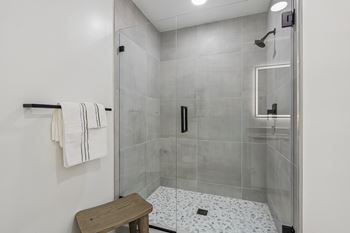 Full-height bathroom wall tile in bath/shower